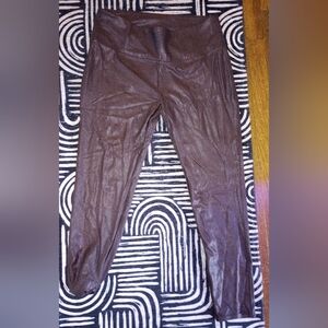 Time and Tru Chocolate Faux Leather Brown Leggings